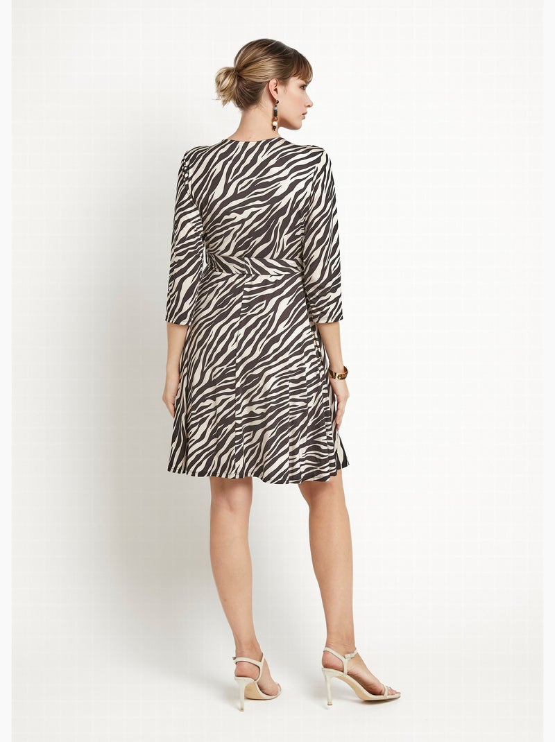 Robe courte stretch cache-c¿ur, motif zèbre - Afibel Multicolore - Kiabi
