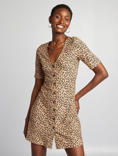 Robe courte stretch léopard - Kiabi