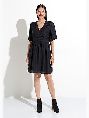 Robe courte taille et épaules plissées - afibel