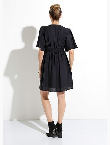 Robe courte taille et épaules plissées - afibel