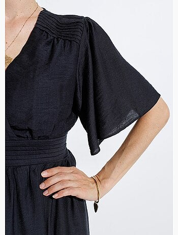 Robe courte taille et épaules plissées - afibel