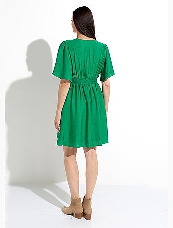 Robe courte taille et épaules plissées - afibel