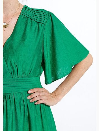 Robe courte taille et épaules plissées - afibel