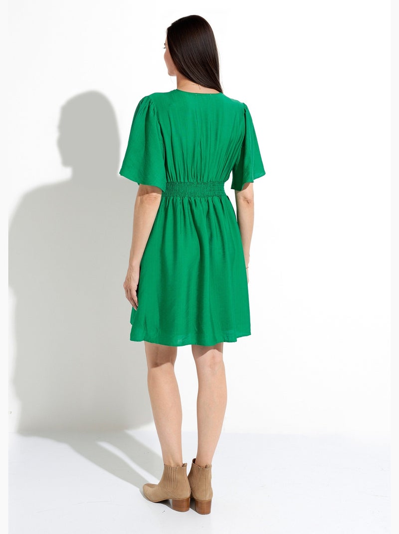 Robe courte taille et épaules plissées - afibel Vert fluo - Kiabi