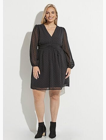Robe courte taille plissée, mini coeurs - AFIBEL
