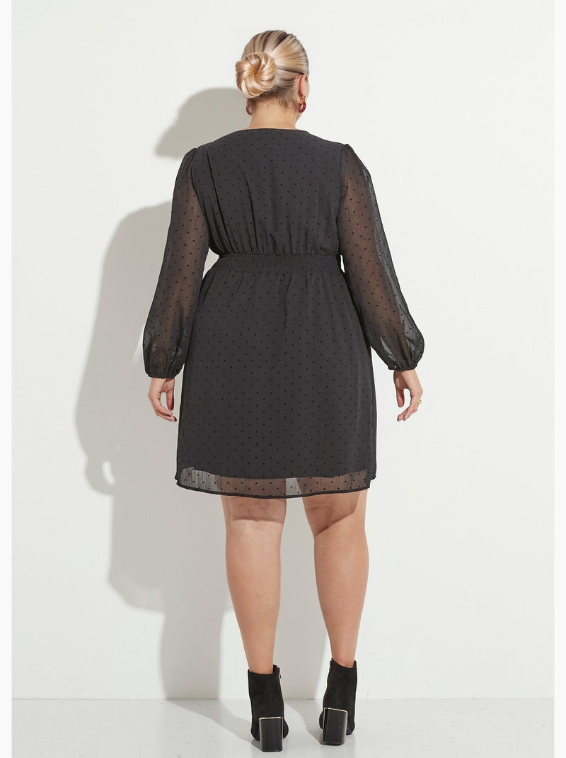 Robe courte taille plissée, mini coeurs - AFIBEL Noir - Kiabi