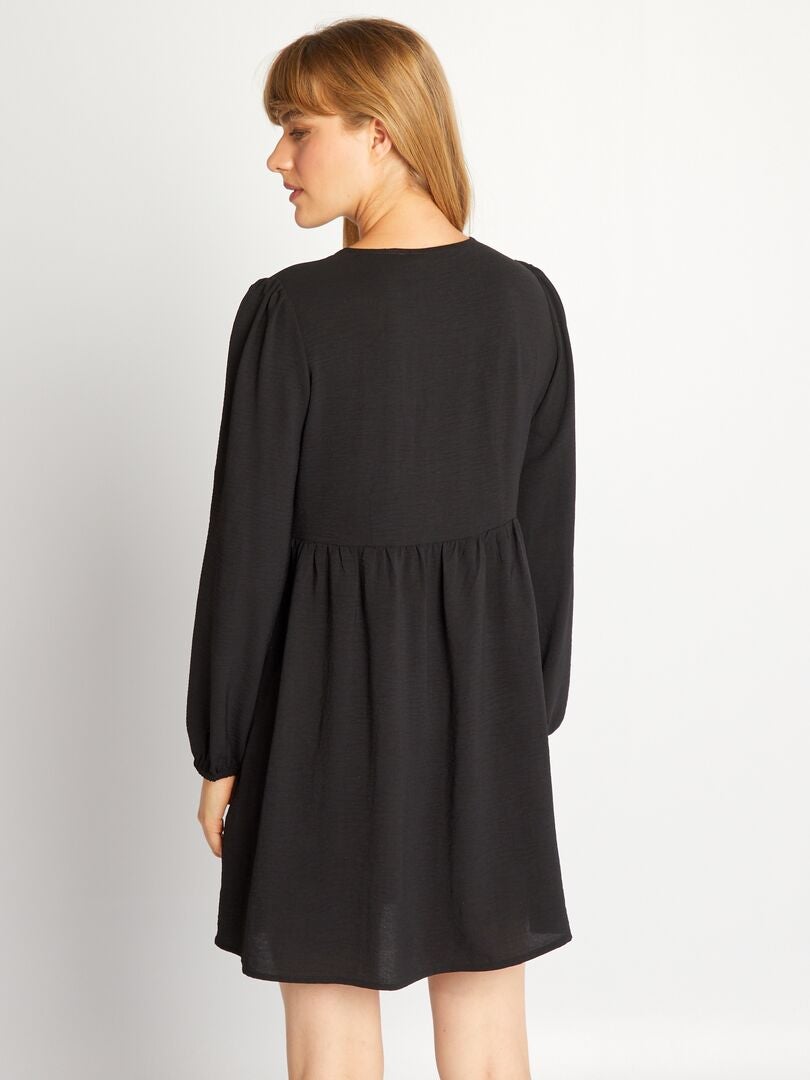 Robe courte texturée manches longues coupe fluide automne