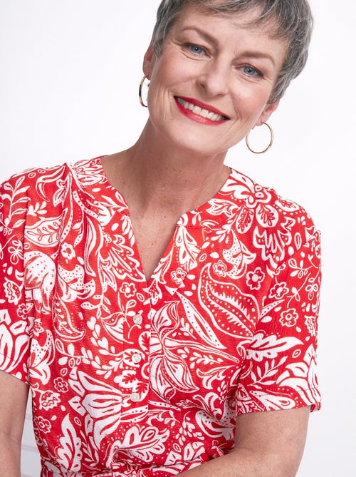 Robe courte tissu gaufré bicolore - Kiabi