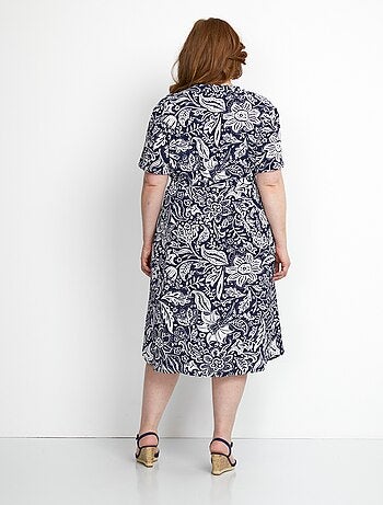 Robe courte tissu gaufré bicolore