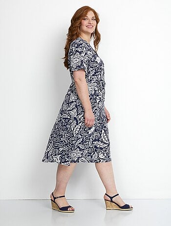Robe courte tissu gaufré bicolore