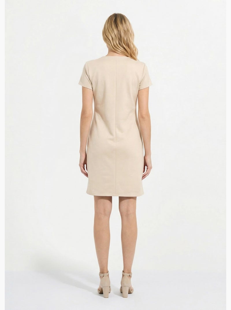 Robe courte tissu suédé velouté - Afibel Beige - Kiabi