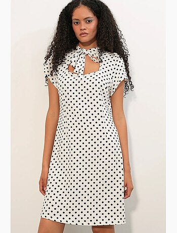 Robe courte trapèze à pois avec nœud bdart