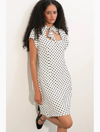 Robe courte trapèze à pois avec nœud bdart