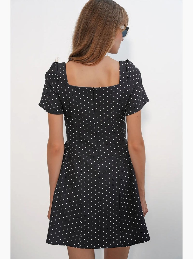 Robe courte trapèze à pois bdart Noir - Kiabi