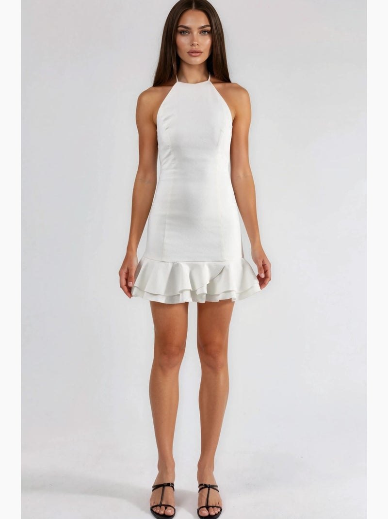 Robe courte trapèze dos nu hiccup Blanc cassé - Kiabi