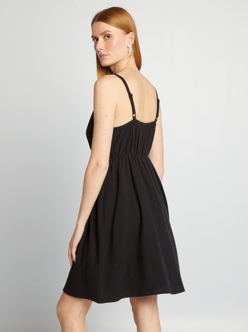 Robe courte unie à fines bretelles noir - Kiabi