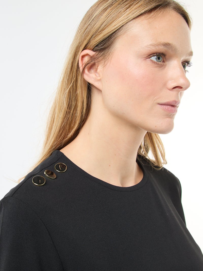 Robe courte unie avec col rond 'JDY' Noir - Kiabi