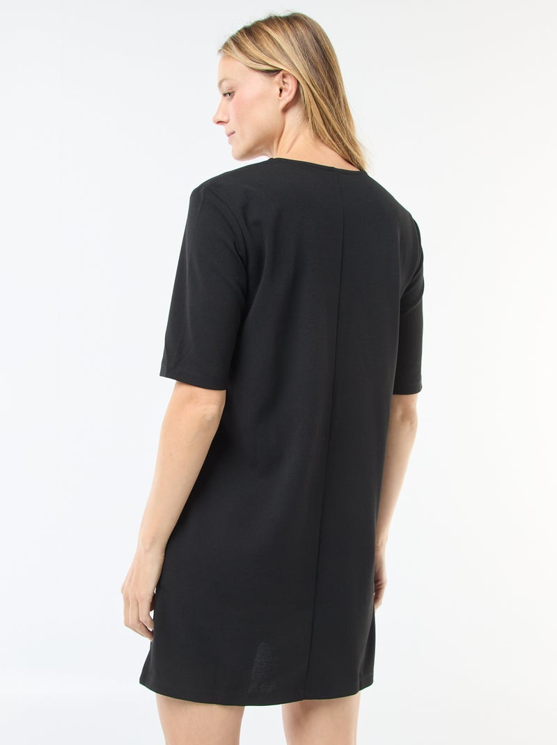 Robe courte unie avec col rond 'JDY' Noir - Kiabi