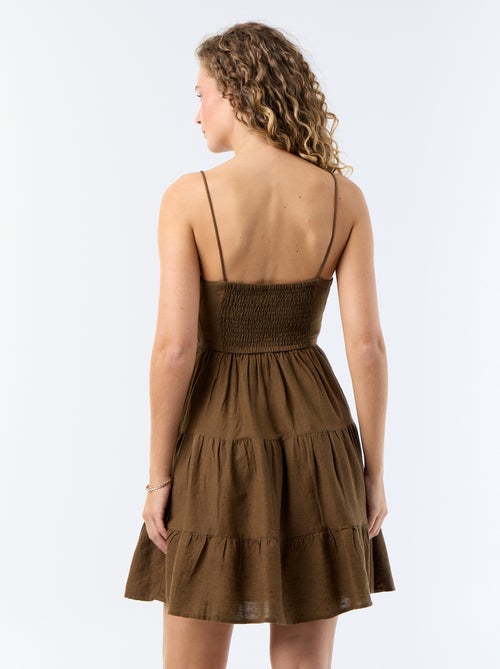 Robe courte unie avec fines bretelles - Kiabi