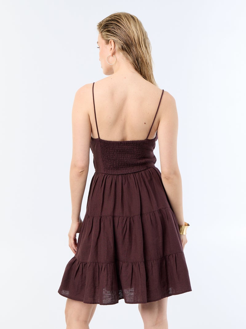 Robe courte unie avec fines bretelles Violet - Kiabi