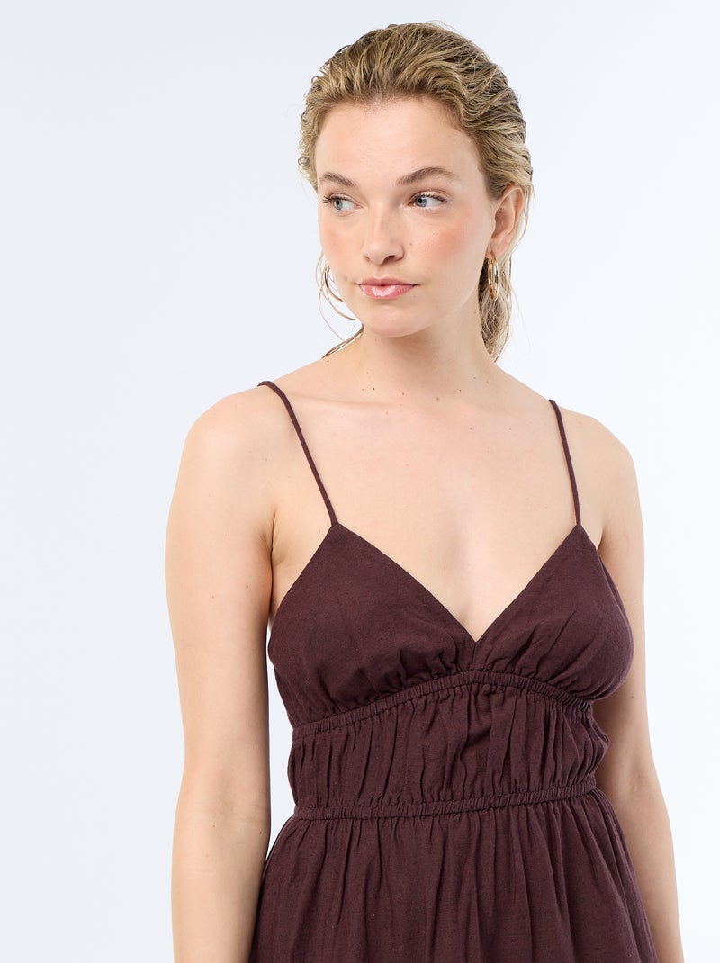 Robe courte unie avec fines bretelles Violet - Kiabi