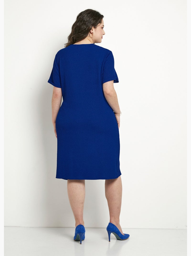 Robe courte unie drapée effet cache-ventre - Afibel Bleu - Kiabi