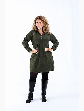 Robe courte unie en velours côtelé PAPRIKA