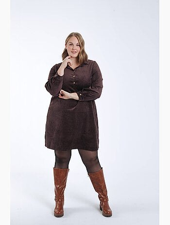 Robe courte unie en velours côtelé PAPRIKA
