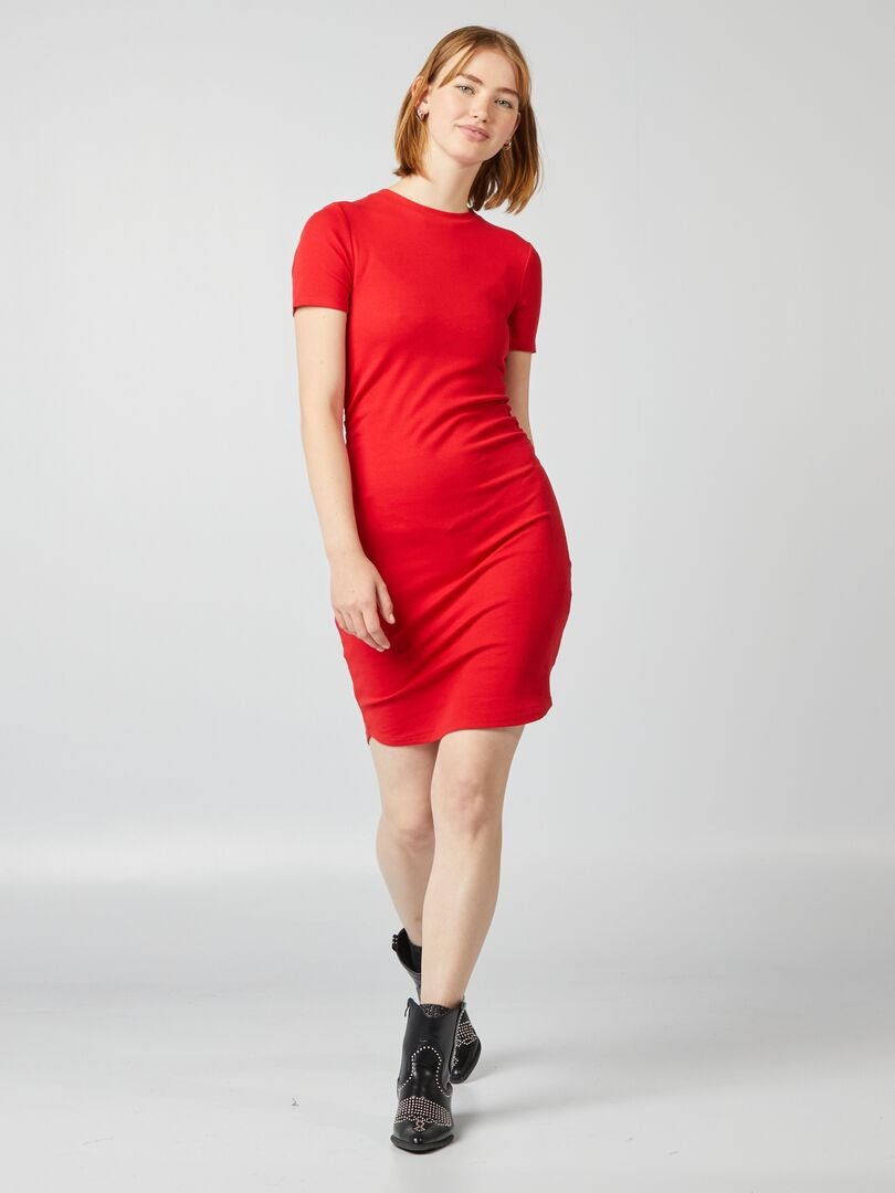 Robe courte unie Rouge - Kiabi