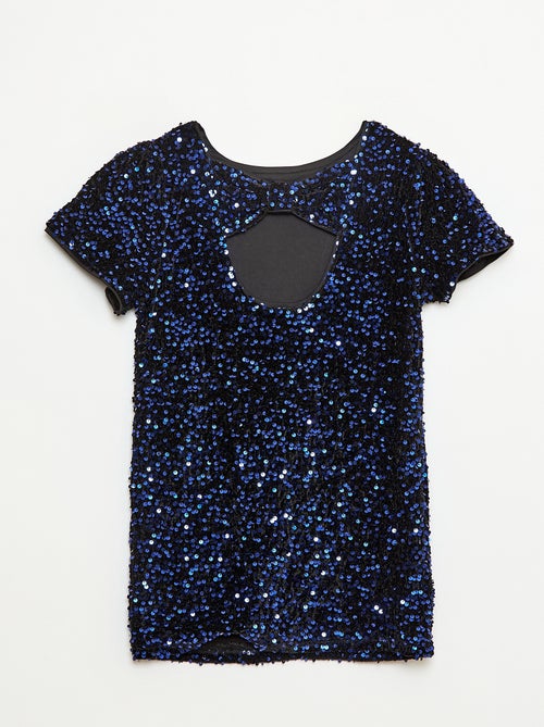 Robe courte velours avec sequins - Kiabi