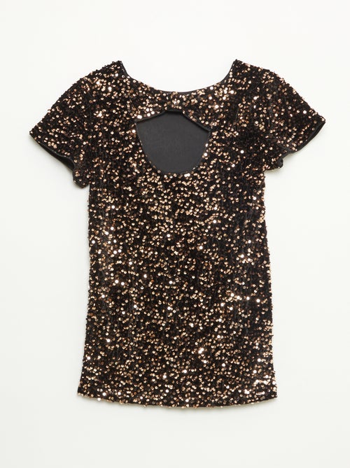 Robe courte velours avec sequins - Kiabi