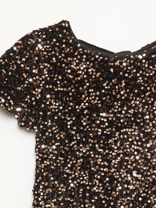 Robe courte velours avec sequins - Kiabi