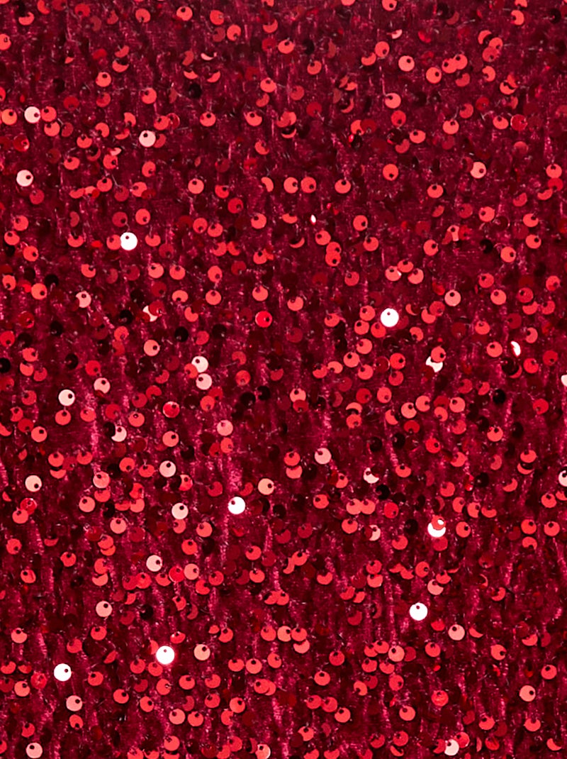 Robe courte velours avec sequins Rouge - Kiabi