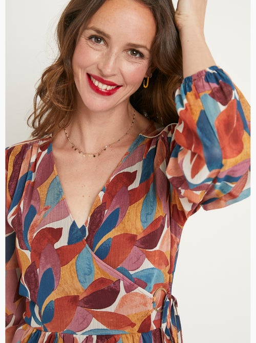 Robe courte voile imprimé effet cache-coeur - Afibel - Kiabi