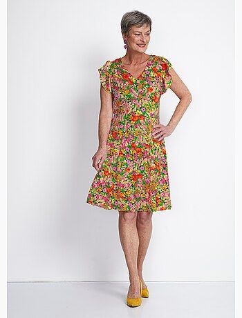 Robe courte volantée imprimé floral - Afibel