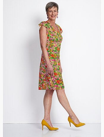 Robe courte volantée imprimé floral - Afibel