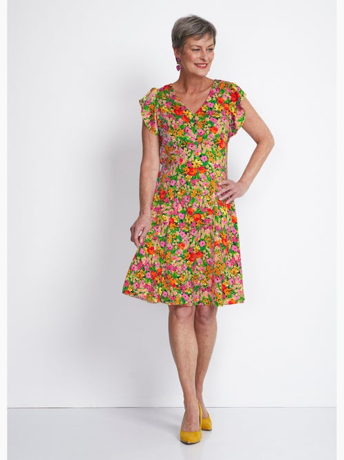 Robe courte volantée imprimé floral - Afibel - Kiabi