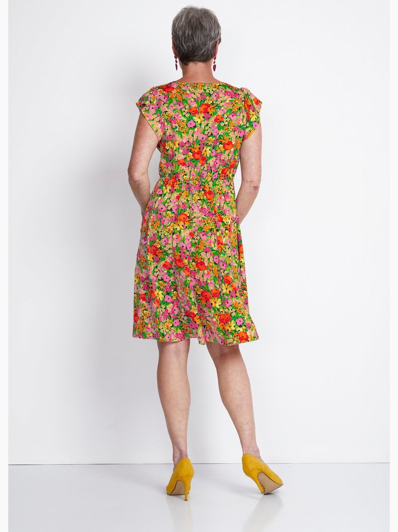 Robe courte volantée imprimé floral - Afibel Vert/Rouge - Kiabi