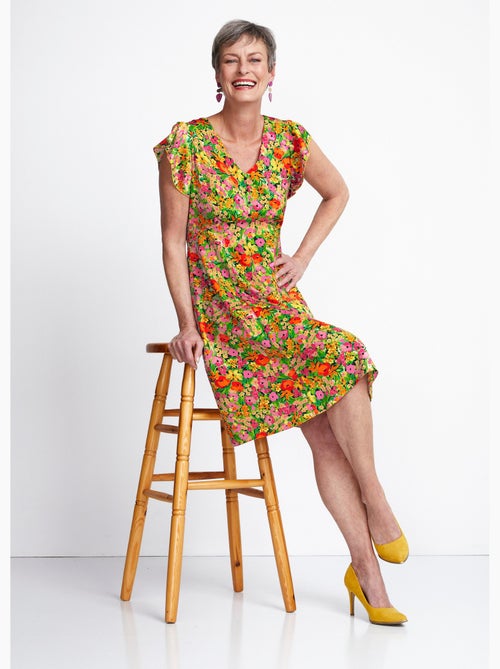 Robe courte volantée imprimé floral - Afibel - Kiabi