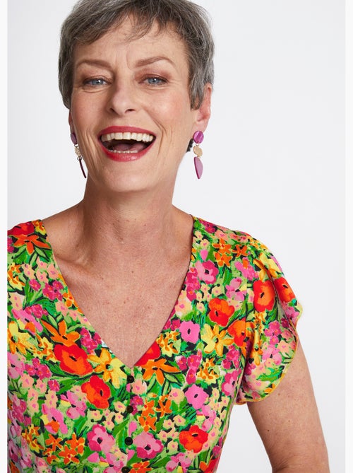 Robe courte volantée imprimé floral - Afibel - Kiabi