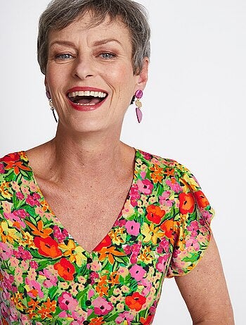 Robe courte volantée imprimé floral