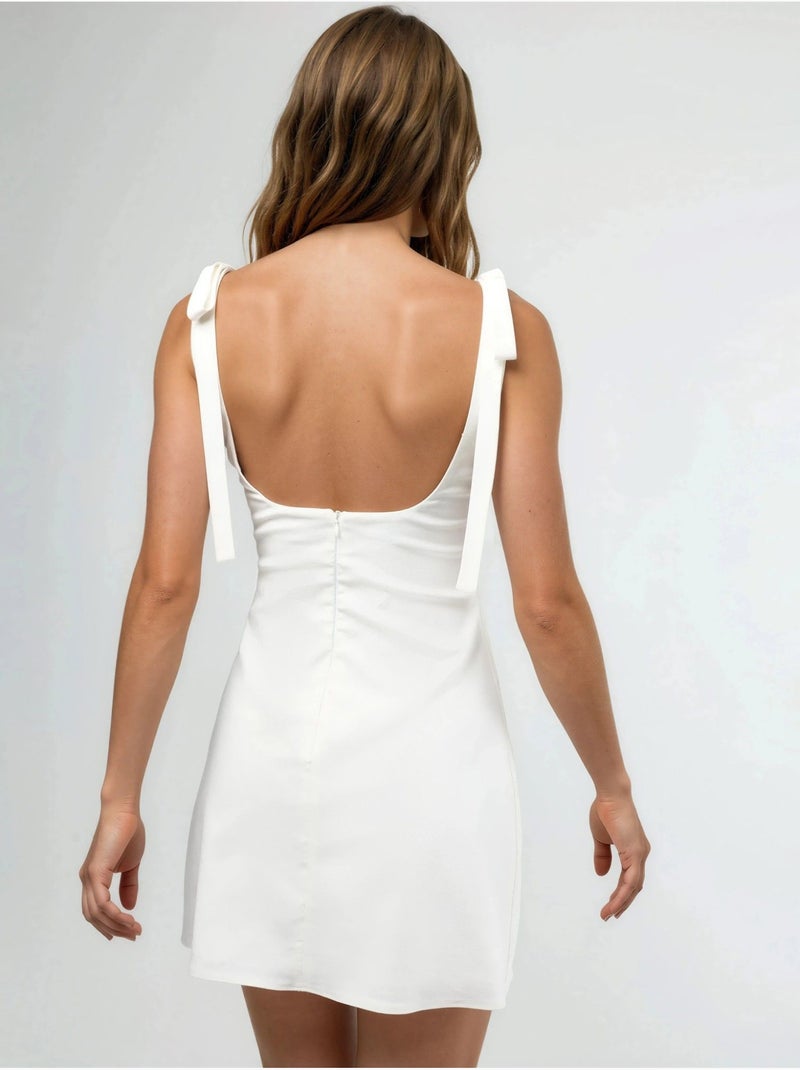 Robe courte zippée à col carré Blanc - Kiabi