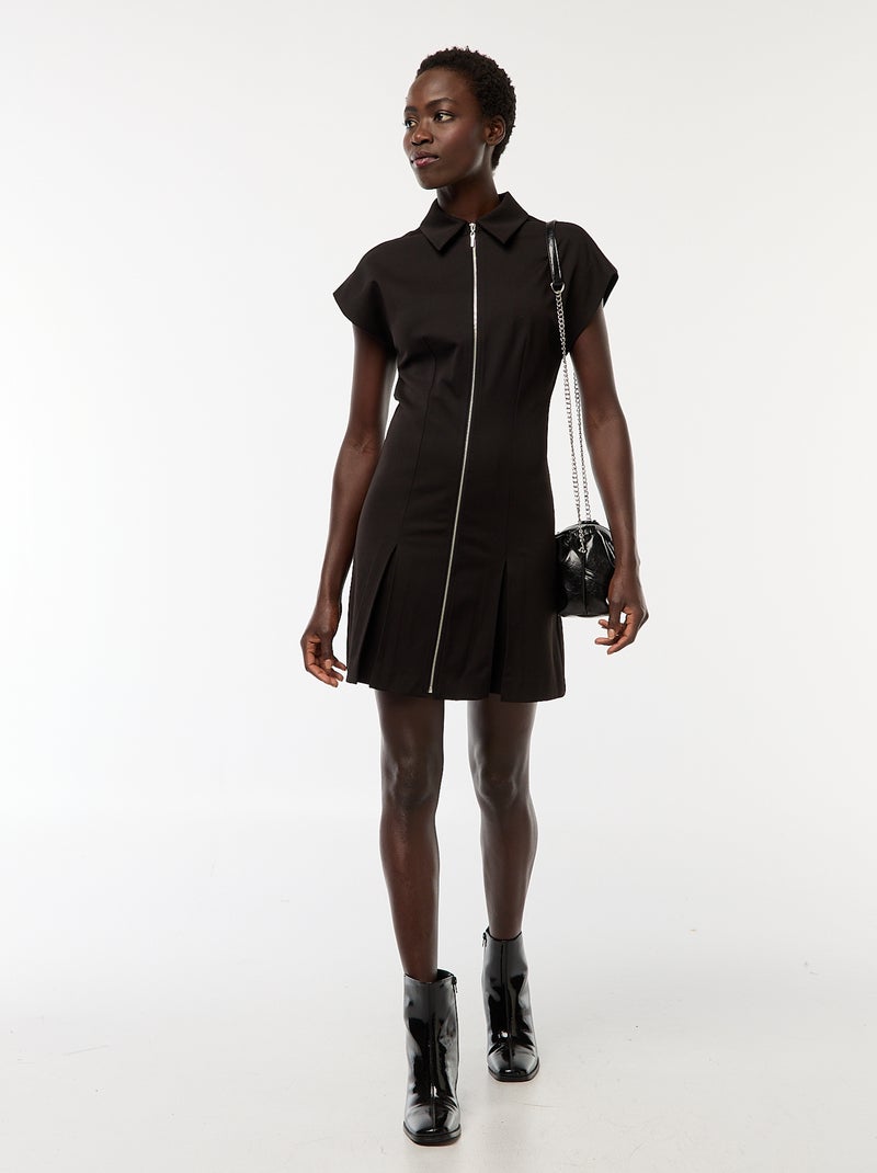 Robe courte zippée Noir - Kiabi