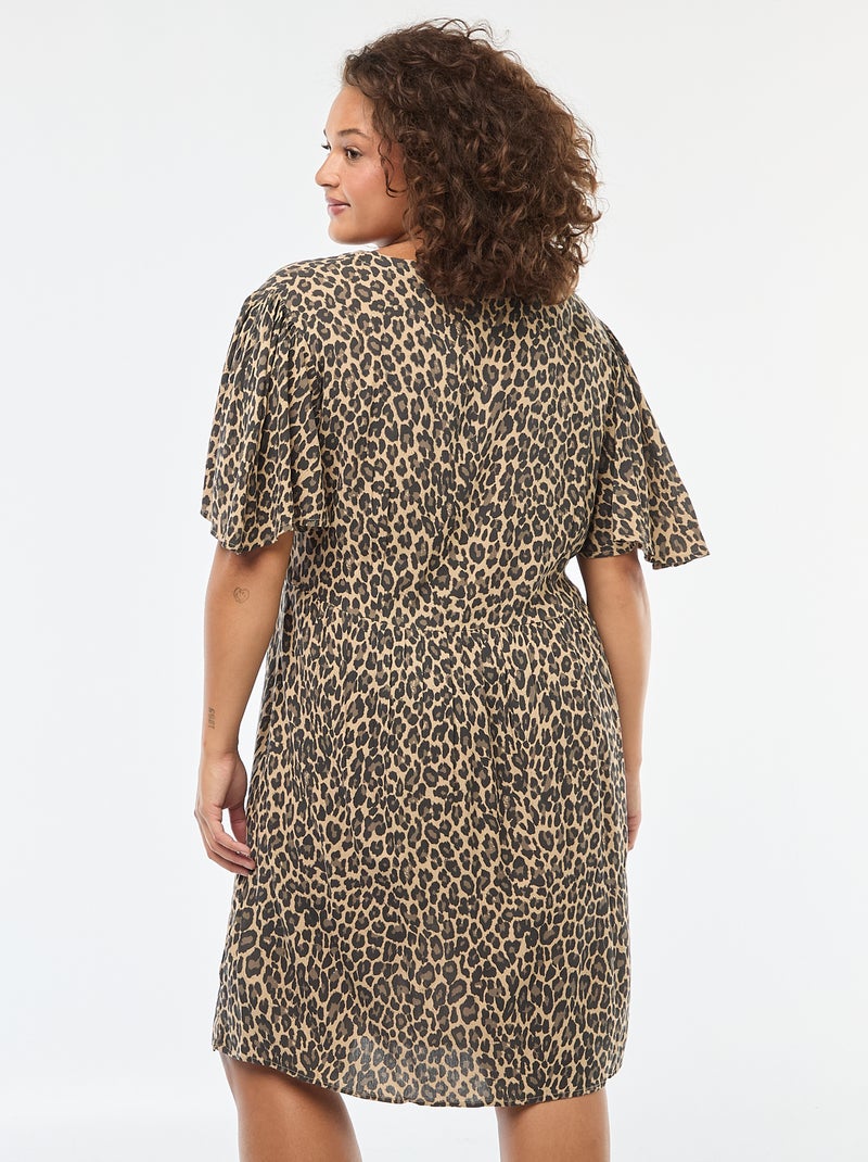 Robe courtes avec manches papillon Beige - Kiabi