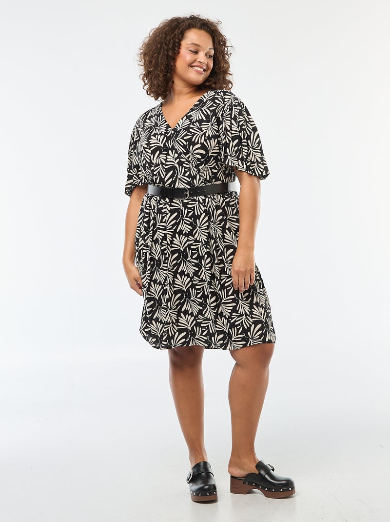 Robe courtes avec manches papillon Noir - Kiabi