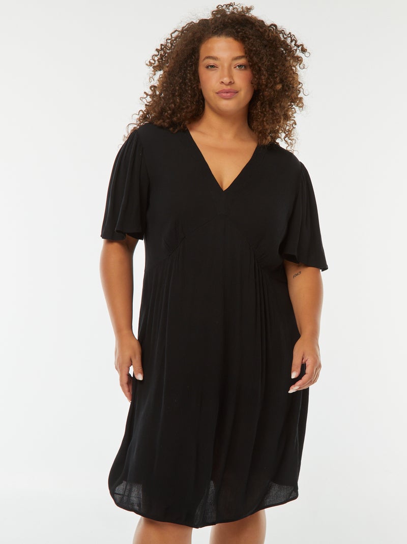 Robe courtes avec manches papillon noir - Kiabi