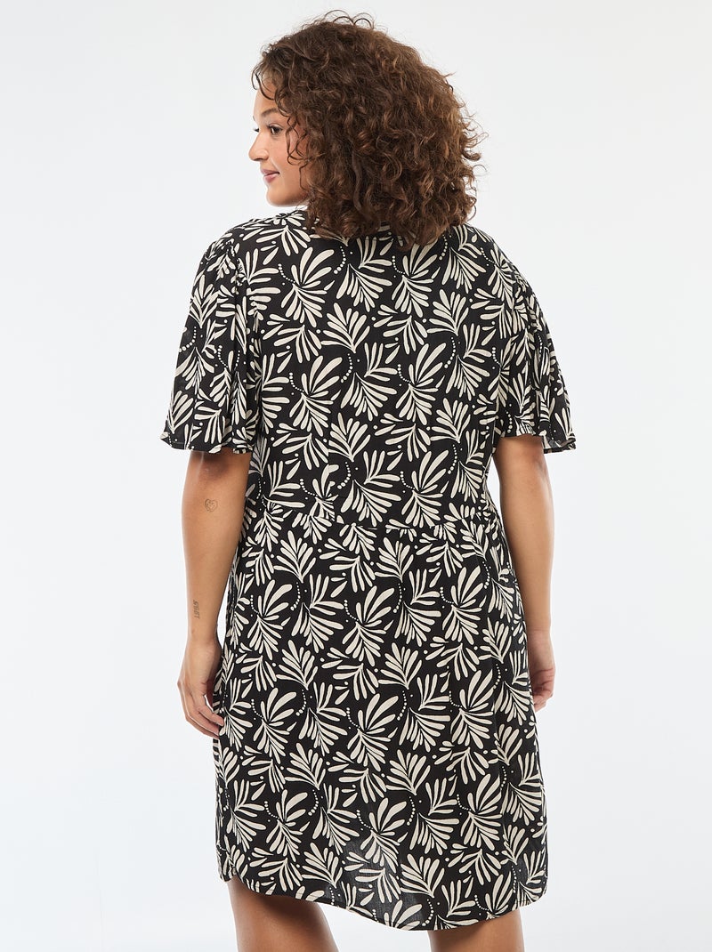 Robe courtes avec manches papillon Noir imprimé - Kiabi