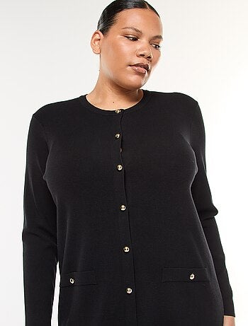 Robe courtes en maille fine col V et boutons dorés