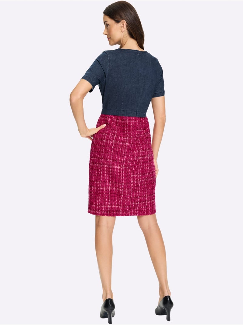 Robe Crayon Qualité Bouclé Douce - Taille Standard - Helline Bleu Rose - Kiabi