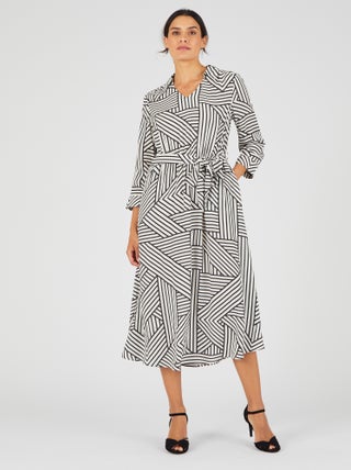 Robe crêpe imprimé graphique - Damart
